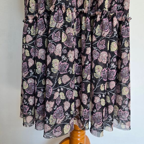 Cinq a Sept Kourt Midi Dress Printed Victorian High Neck Black Women 0 FLAWED - Picture 7 of 14